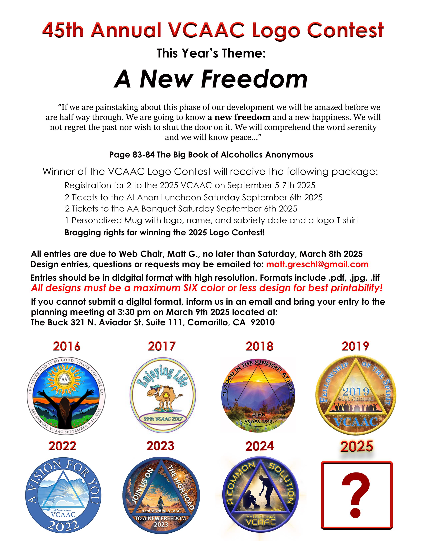 45th Annual VCAAC Logo Contest This Year's Theme: A New Freedom